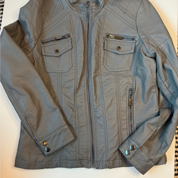 Apt 9 grey pleather jacket. - Picture 2 of 9